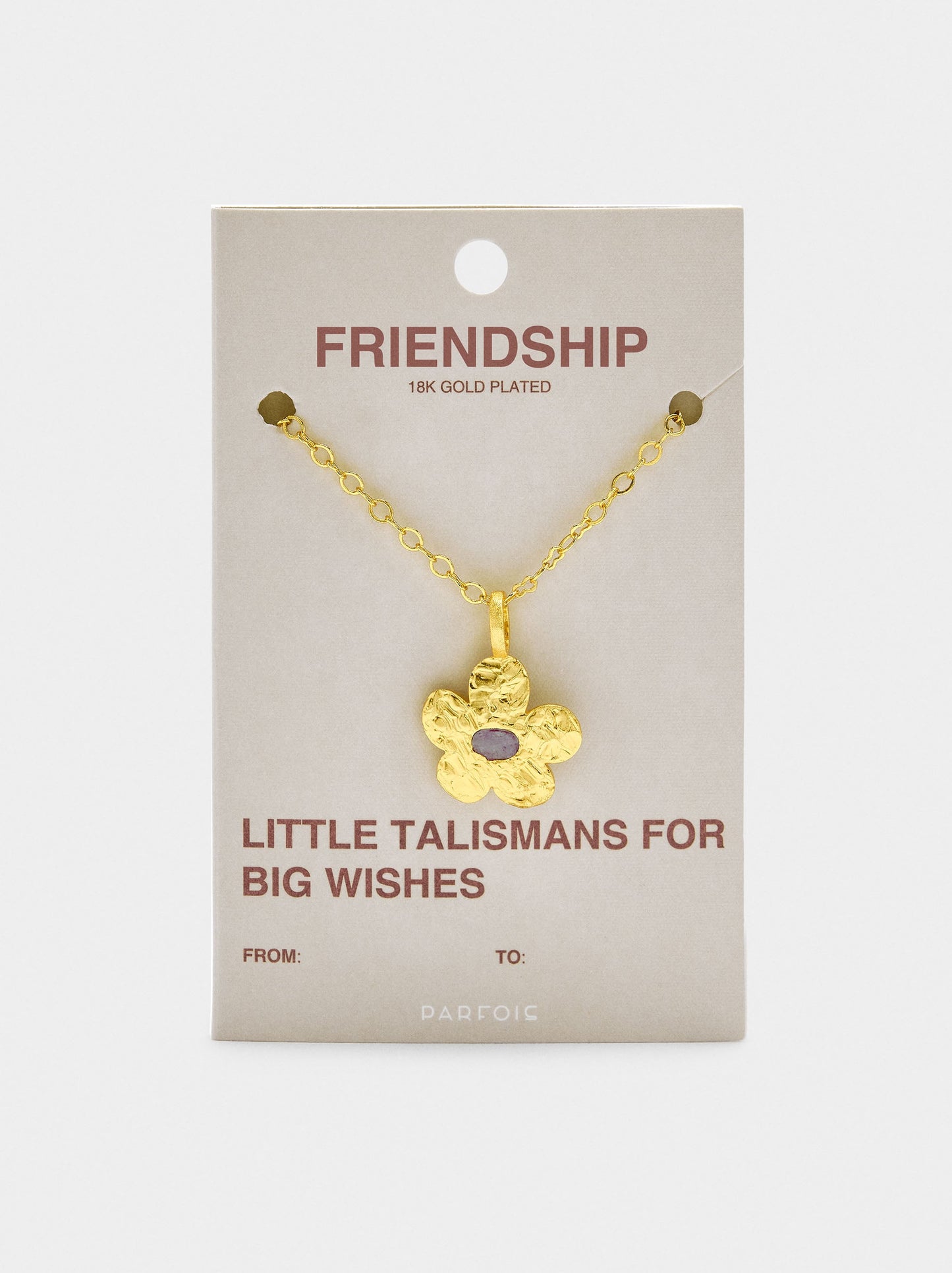 Flower Pendant Necklace With Stone - 18k Gold Plated