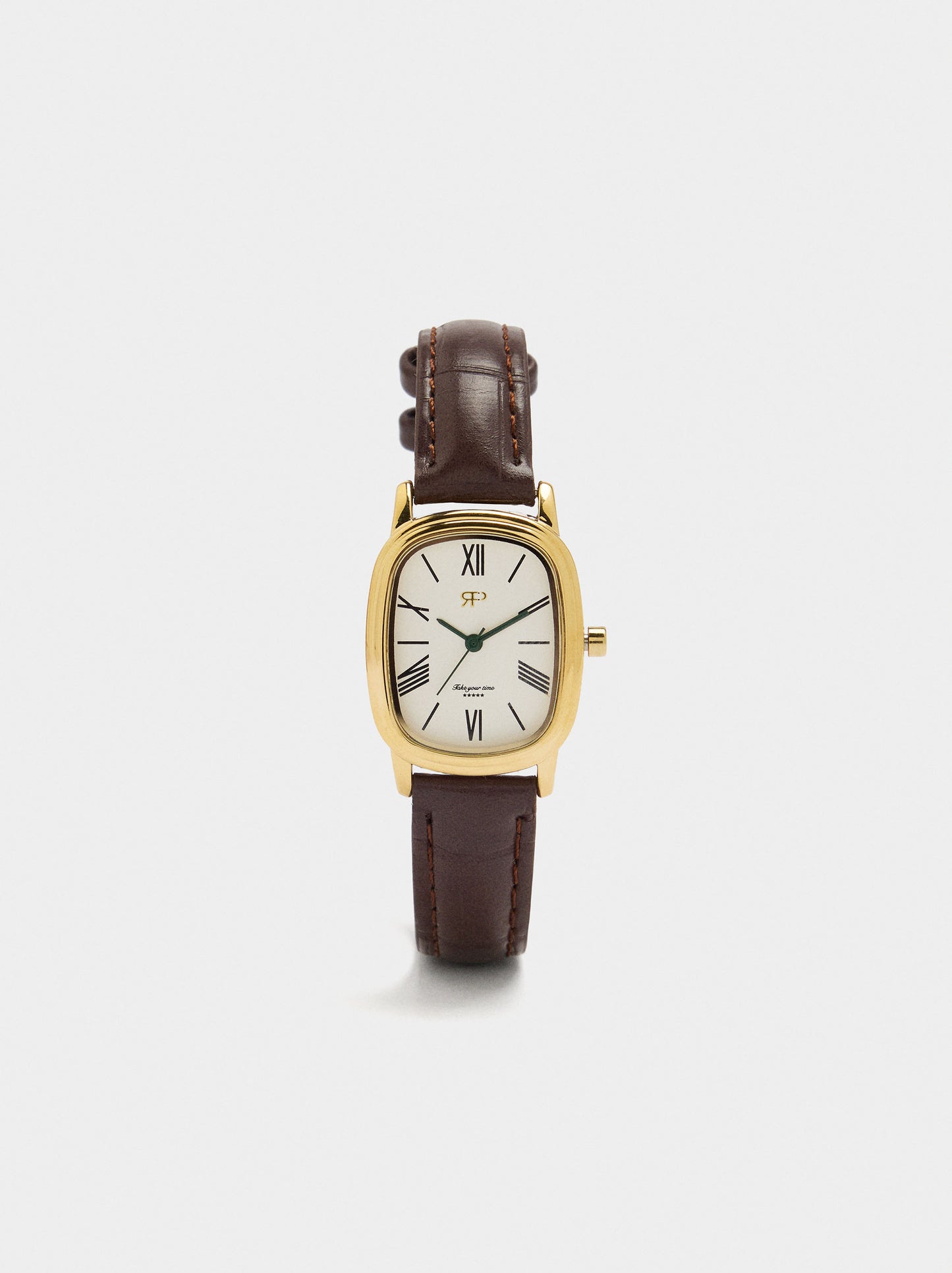 Rectangular Watch With Leather-Effect Bracelet