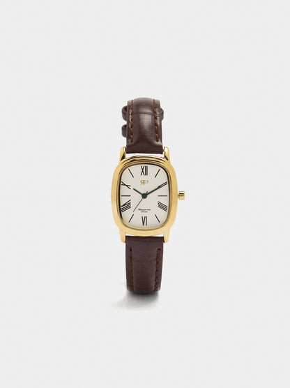 Rectangular Watch With Leather-Effect Bracelet