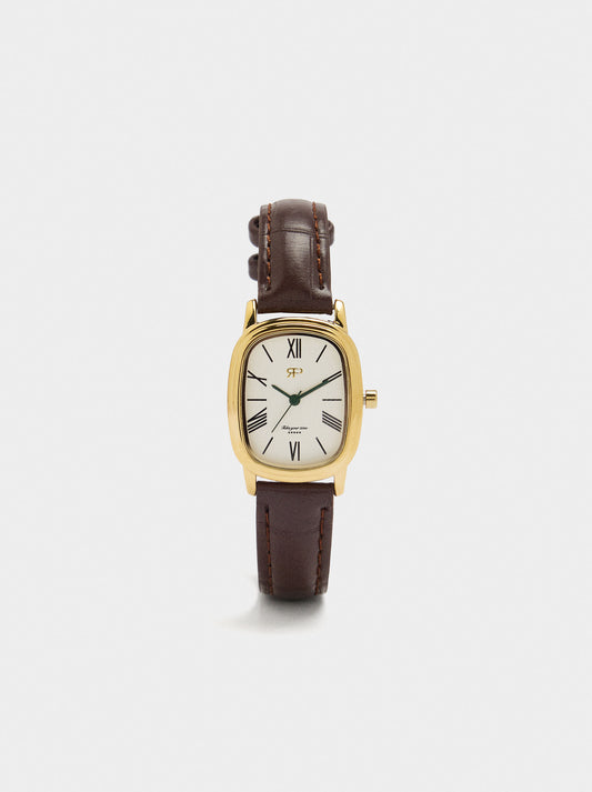 Rectangular Watch With Leather-Effect Bracelet