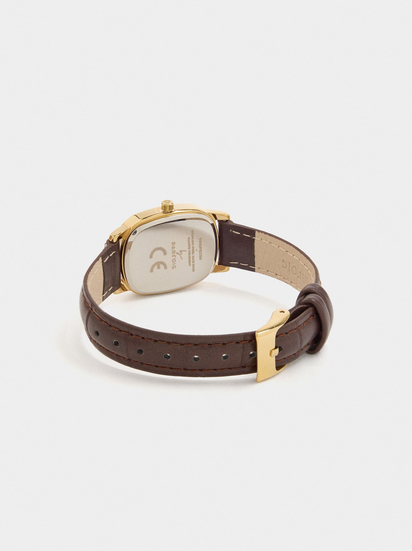 Rectangular Watch With Leather-Effect Bracelet