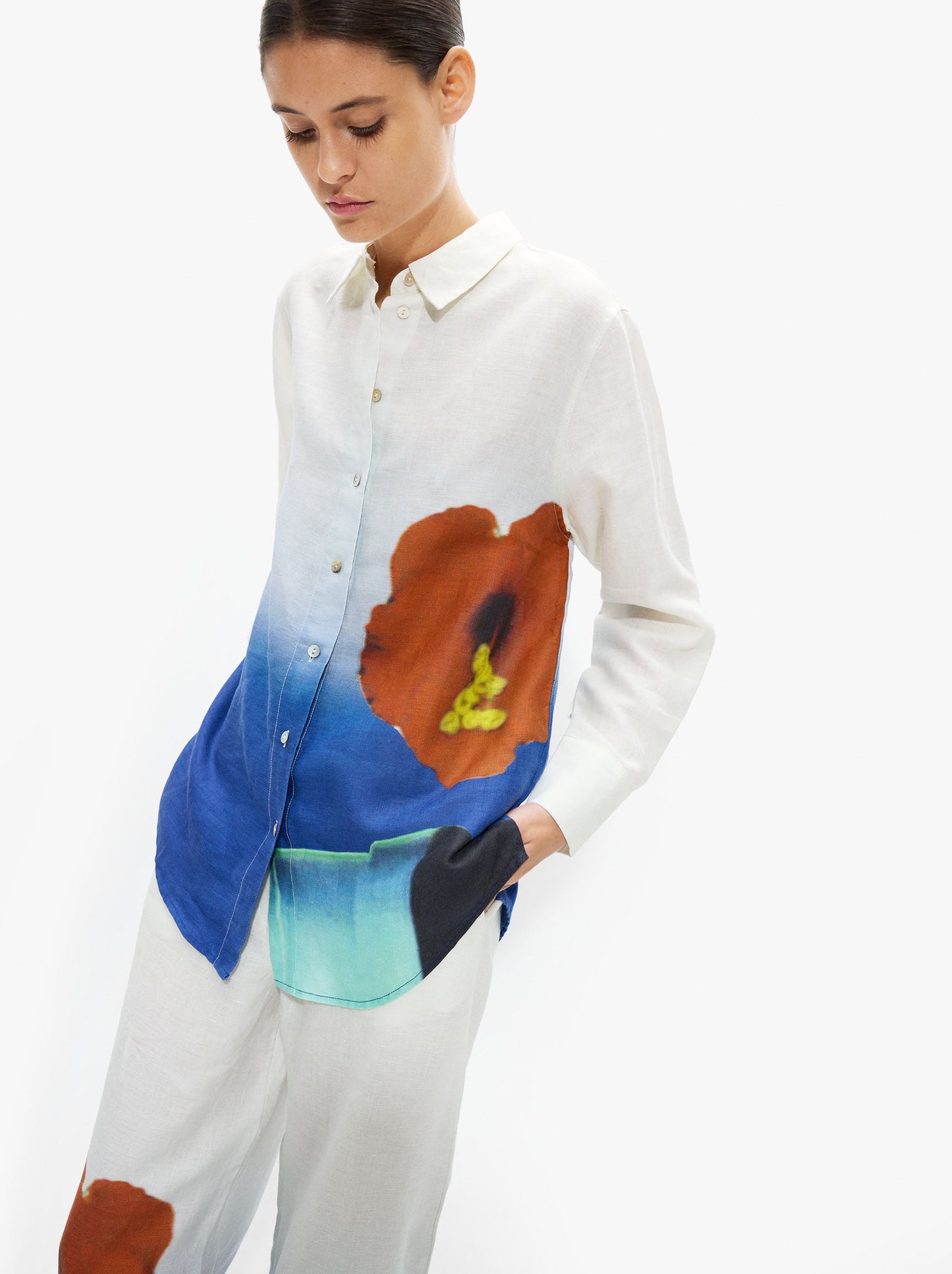 Printed Shirt With 100% Linen