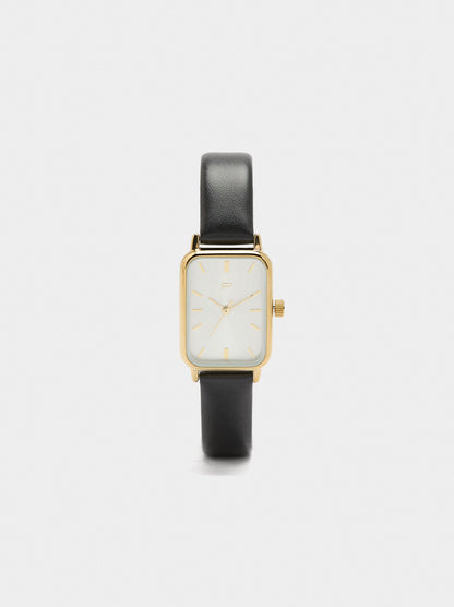 Square Watch With Leather-Effect Bracelet