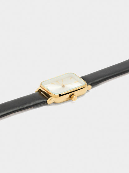 Square Watch With Leather-Effect Bracelet