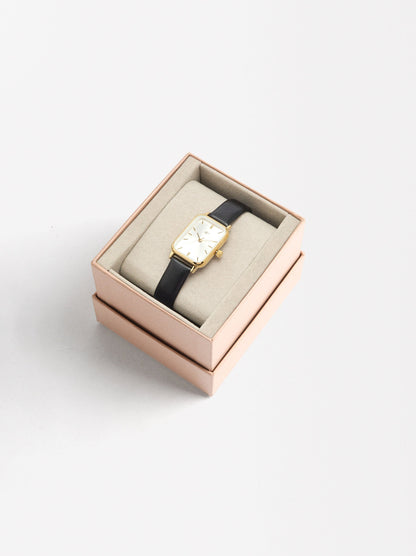 Square Watch With Leather-Effect Bracelet