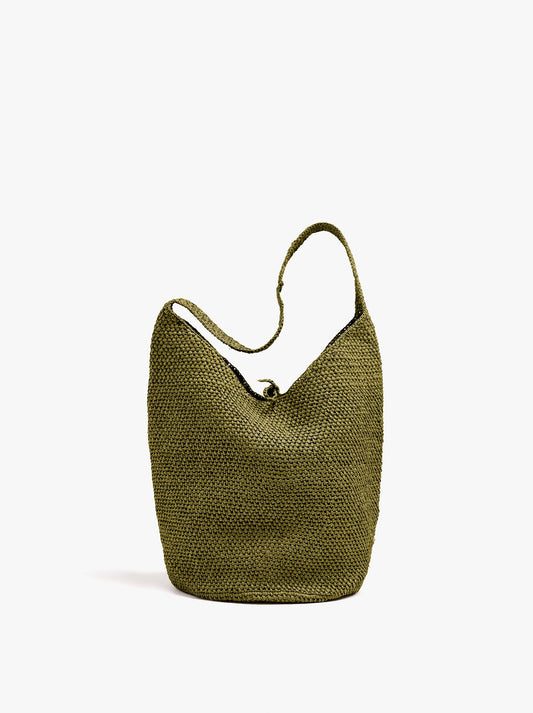 Shoulder Bag With Straw Effect