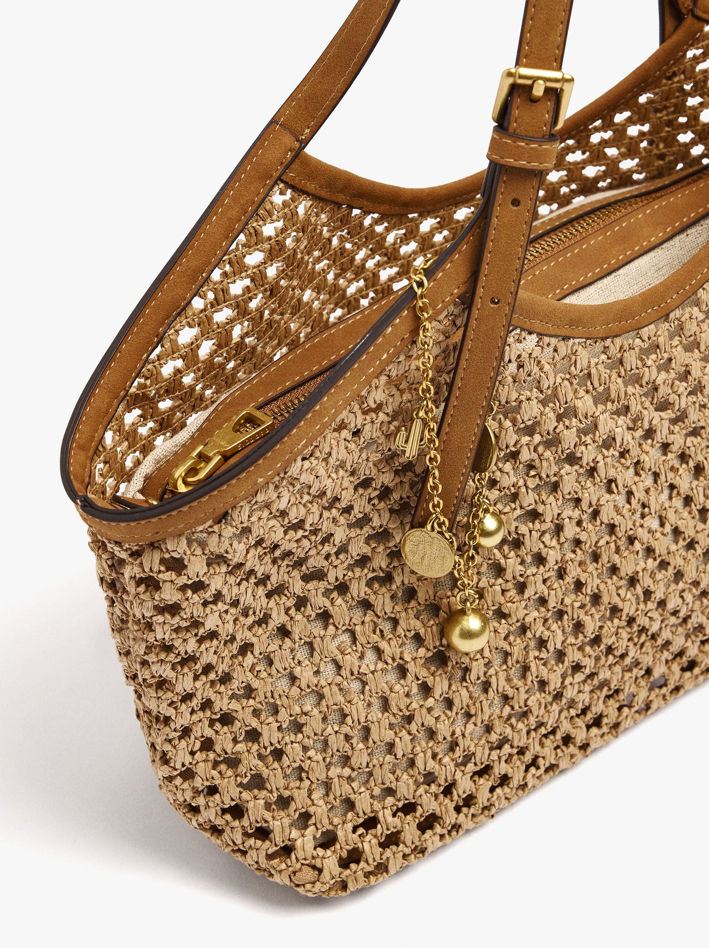 Tote Bag Straw Effect With Handle