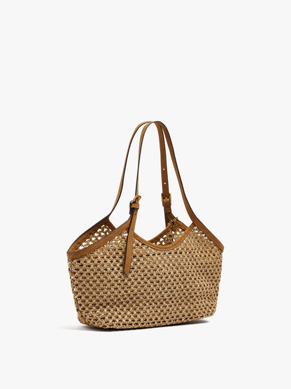 Tote Bag Straw Effect With Handle