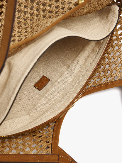 Tote Bag Straw Effect With Handle