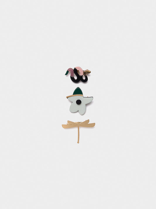 Set Of Brooches With Resin