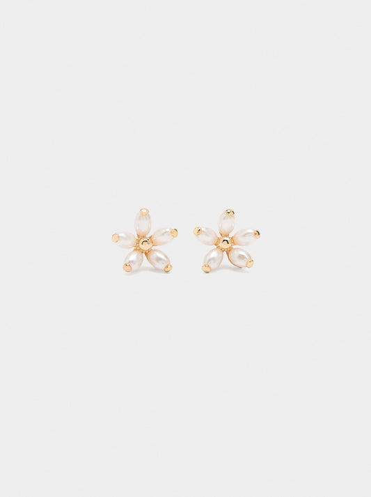 Flower Earrings With Pearls