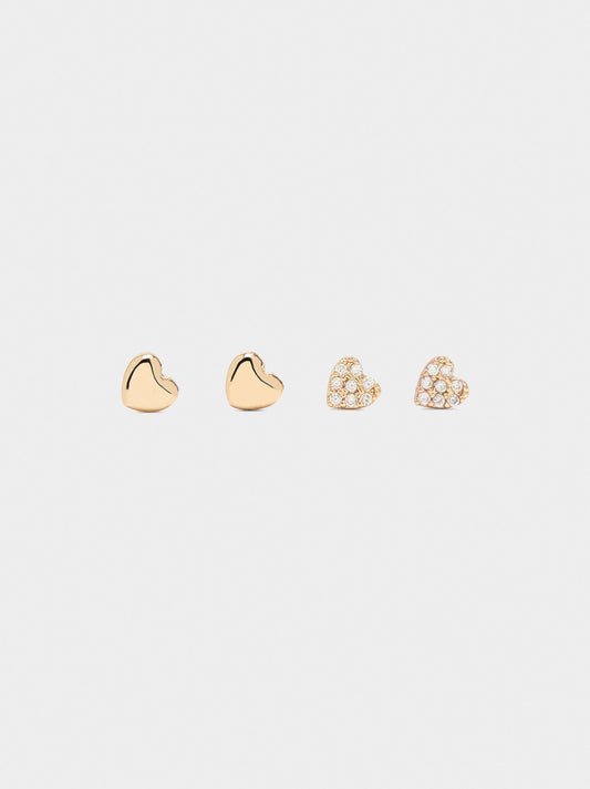 Heart Earrings Set With Zirconia