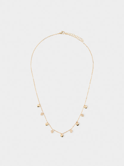 Necklace With Hearts And Cubic Zirconia