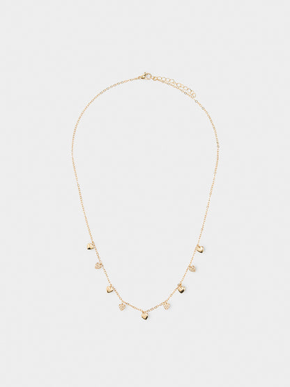 Necklace With Hearts And Cubic Zirconia