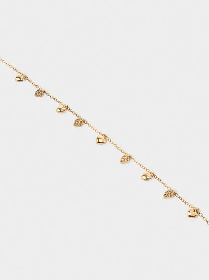 Necklace With Hearts And Cubic Zirconia