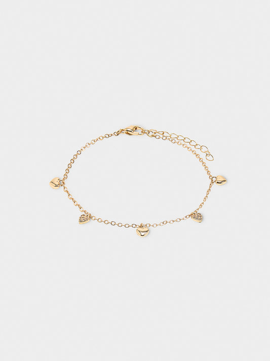 Bracelet With Hearts And Zirconia Stones