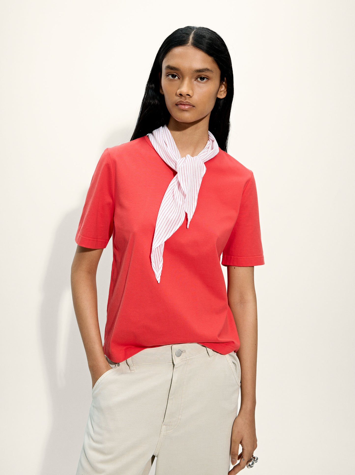 Cotton T-Shirt With Scarf