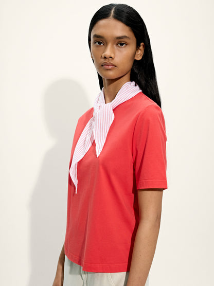 Cotton T-Shirt With Scarf