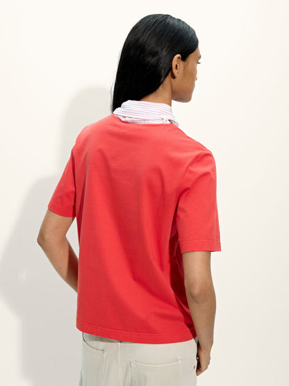 Cotton T-Shirt With Scarf