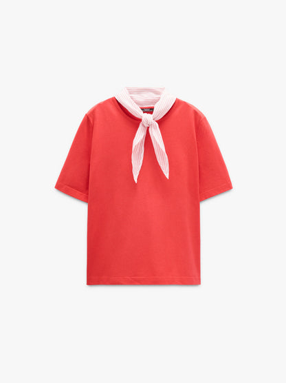 Cotton T-Shirt With Scarf