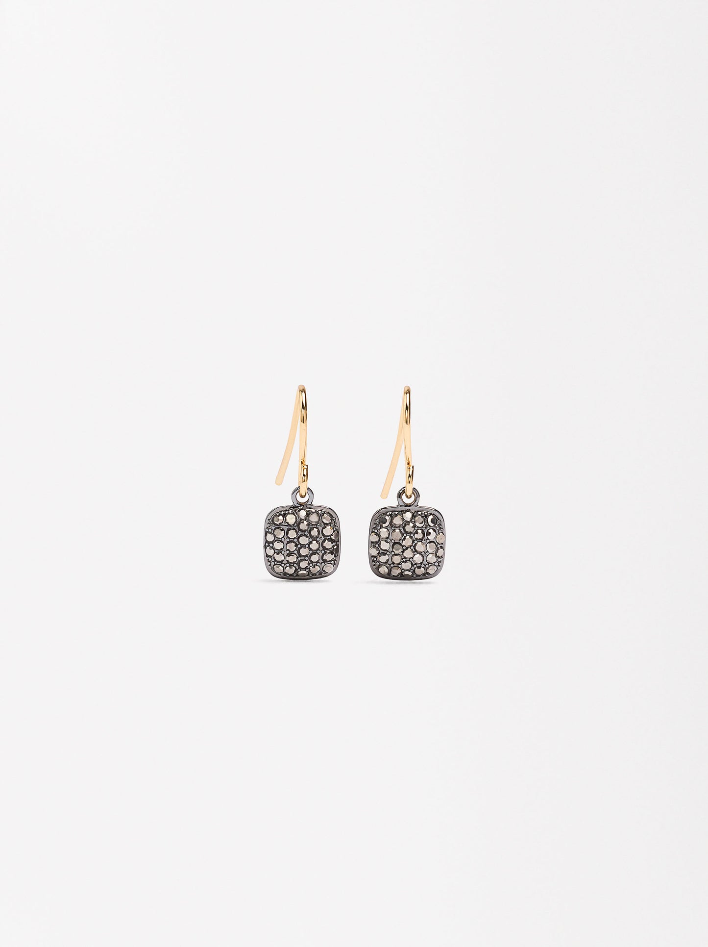 Short Square Earrings With Crystals