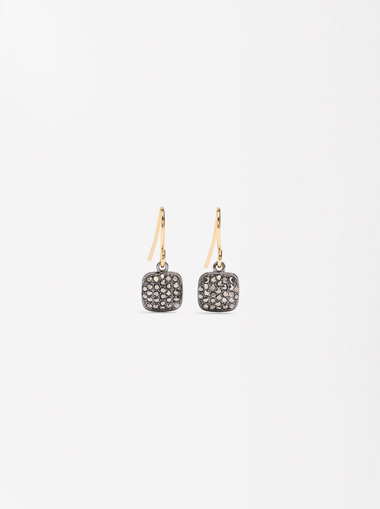Short Square Earrings With Crystals