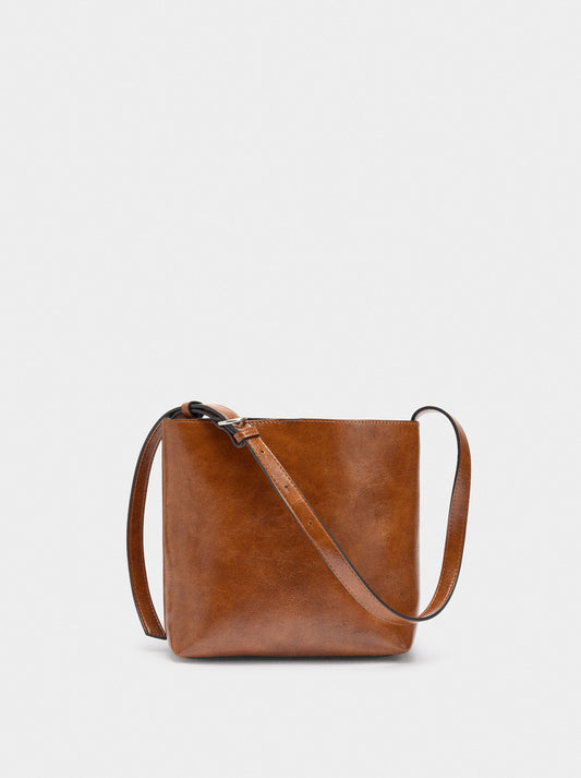 Cracked-Effect Shoulder Bag