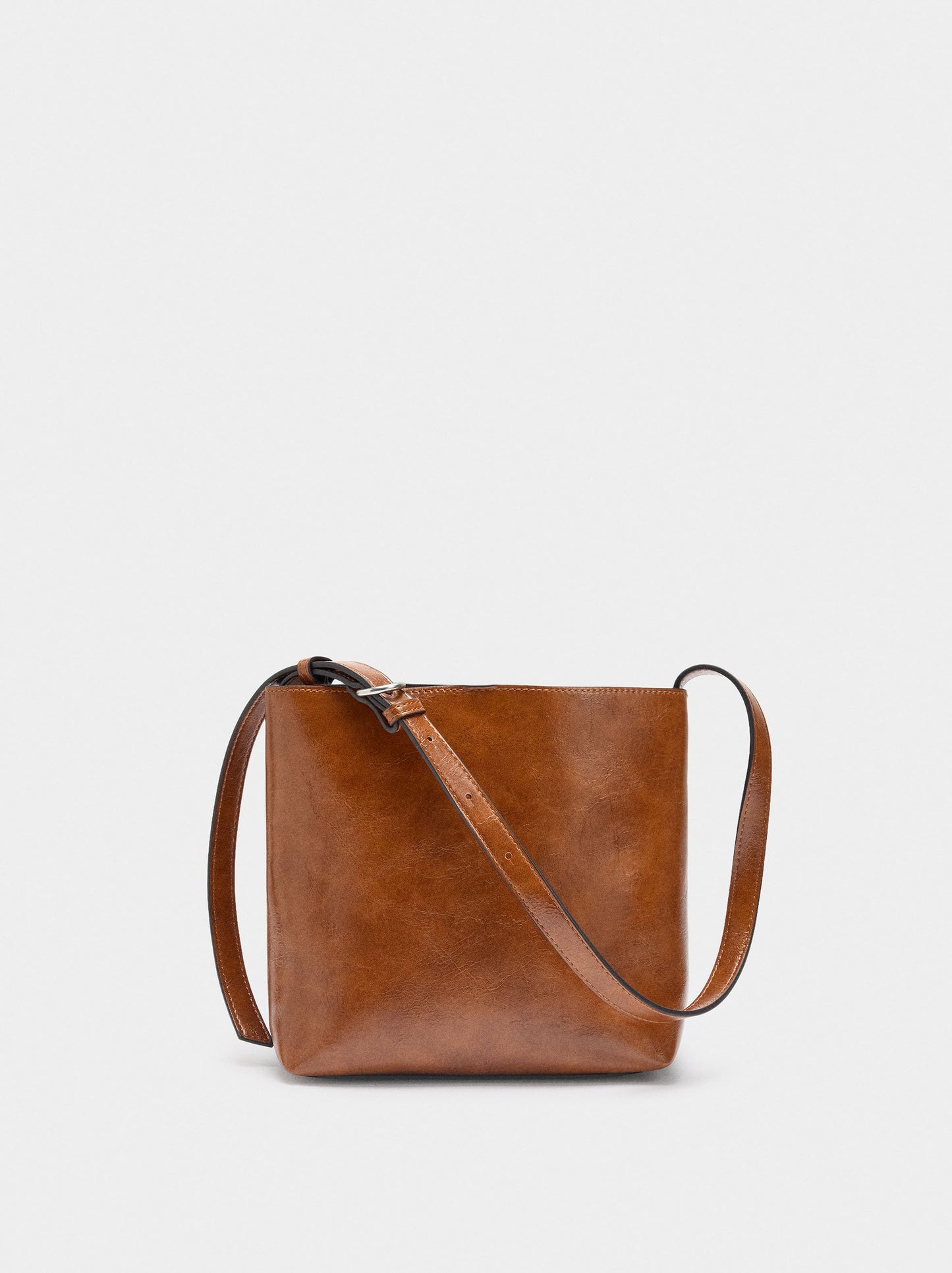 Cracked-Effect Shoulder Bag