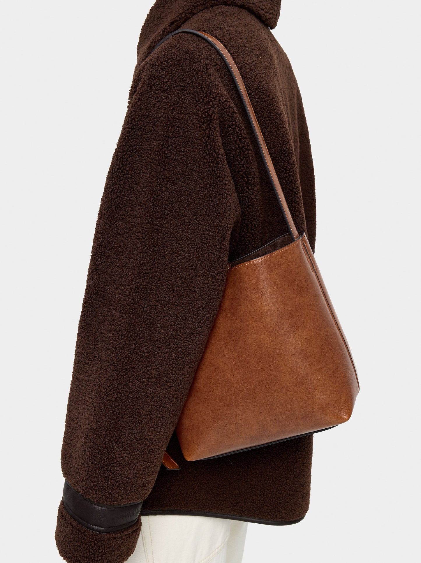 Cracked-Effect Shoulder Bag