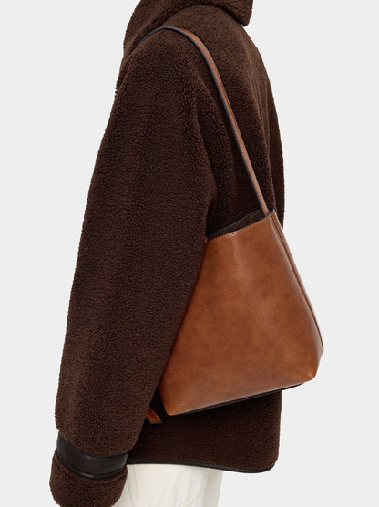 Cracked-Effect Shoulder Bag