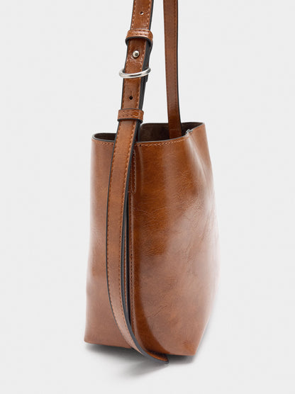 Cracked-Effect Shoulder Bag