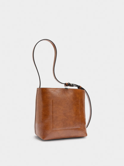 Cracked-Effect Shoulder Bag