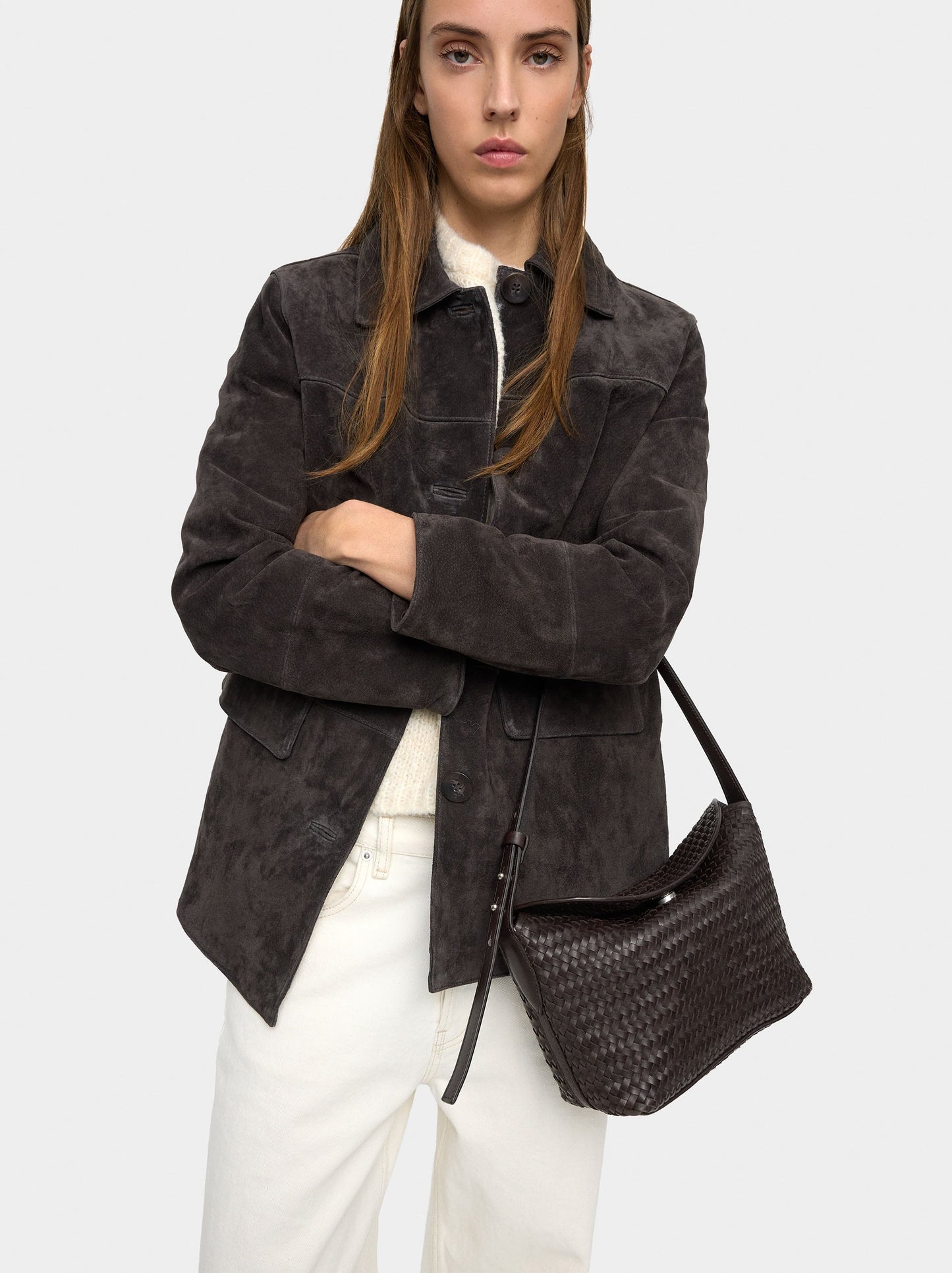 Shoulder Bag With Braided Leather