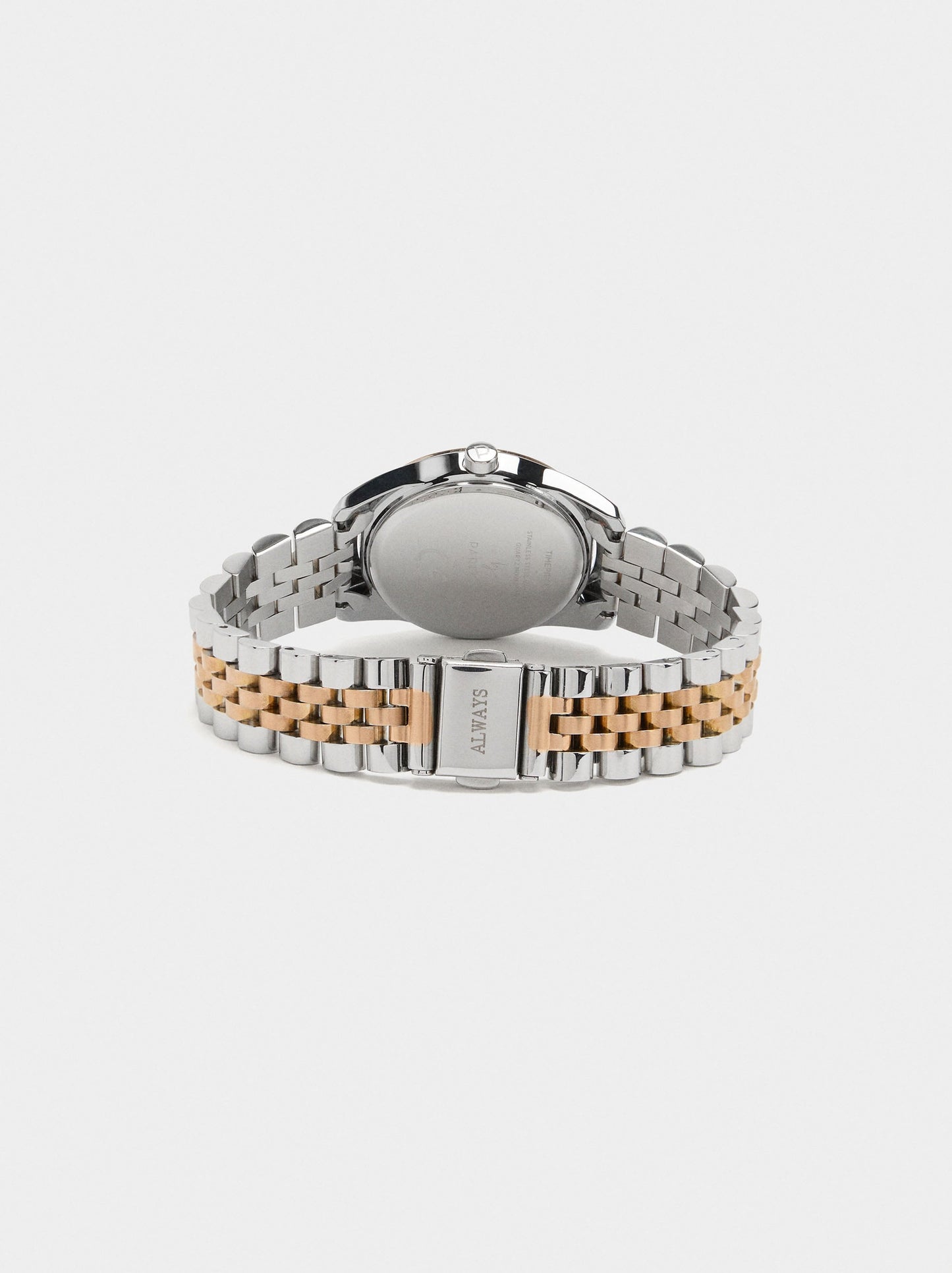 Round Bicolor Watch With Steel Bracelet