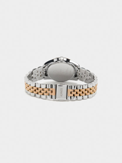 Round Bicolor Watch With Steel Bracelet