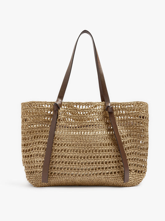 Shopper Bag With Straw Effect With Removable Bag