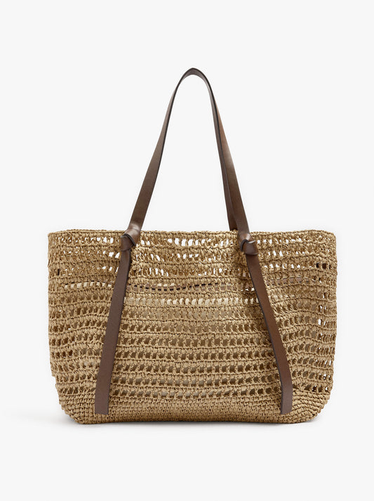Shopper Bag With Straw Effect With Removable Bag