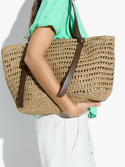 Shopper Bag With Straw Effect With Removable Bag