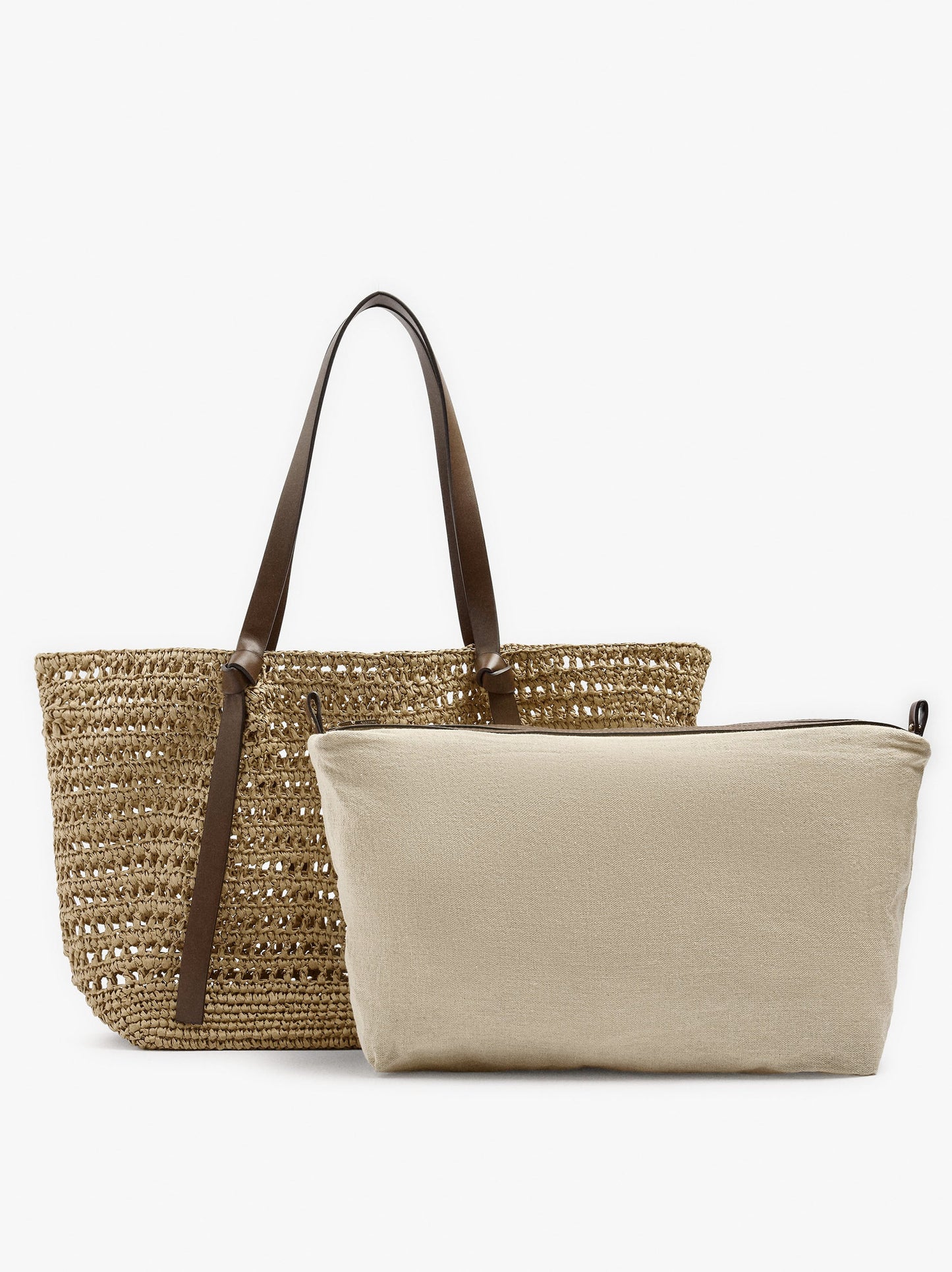 Shopper Bag With Straw Effect With Removable Bag
