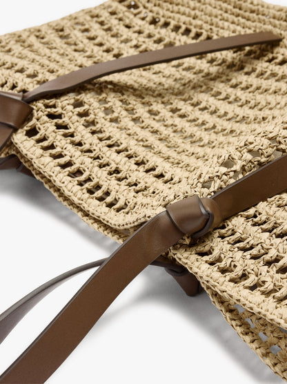 Shopper Bag With Straw Effect With Removable Bag