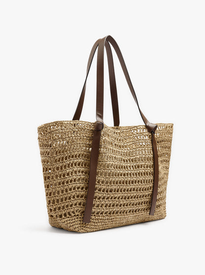 Shopper Bag With Straw Effect With Removable Bag