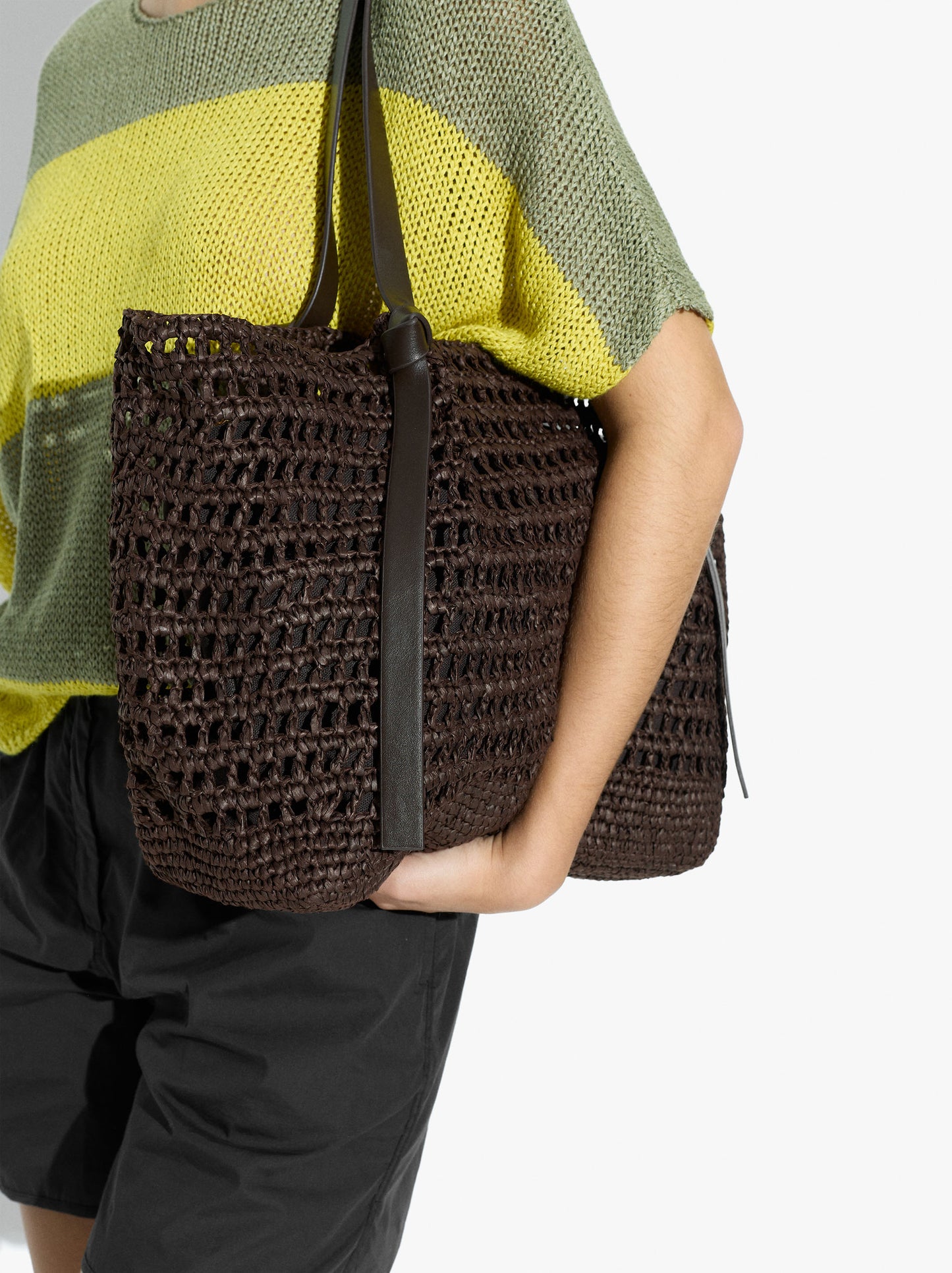 Shopper Bag With Straw Effect With Removable Bag