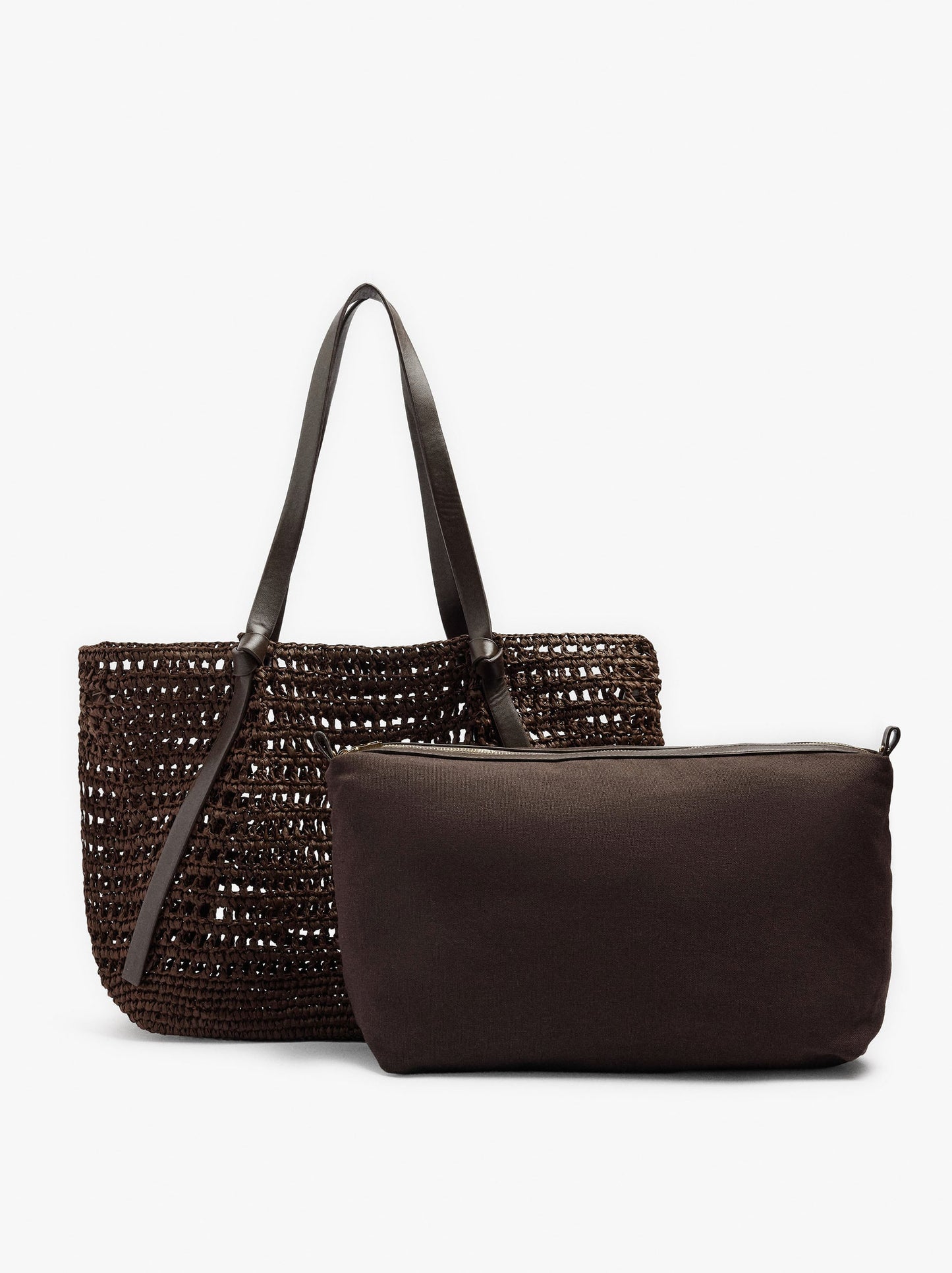 Shopper Bag With Straw Effect With Removable Bag