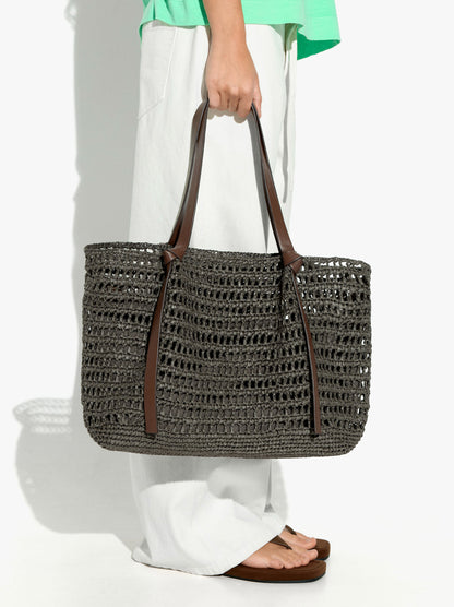 Shopper Bag With Straw Effect With Removable Bag