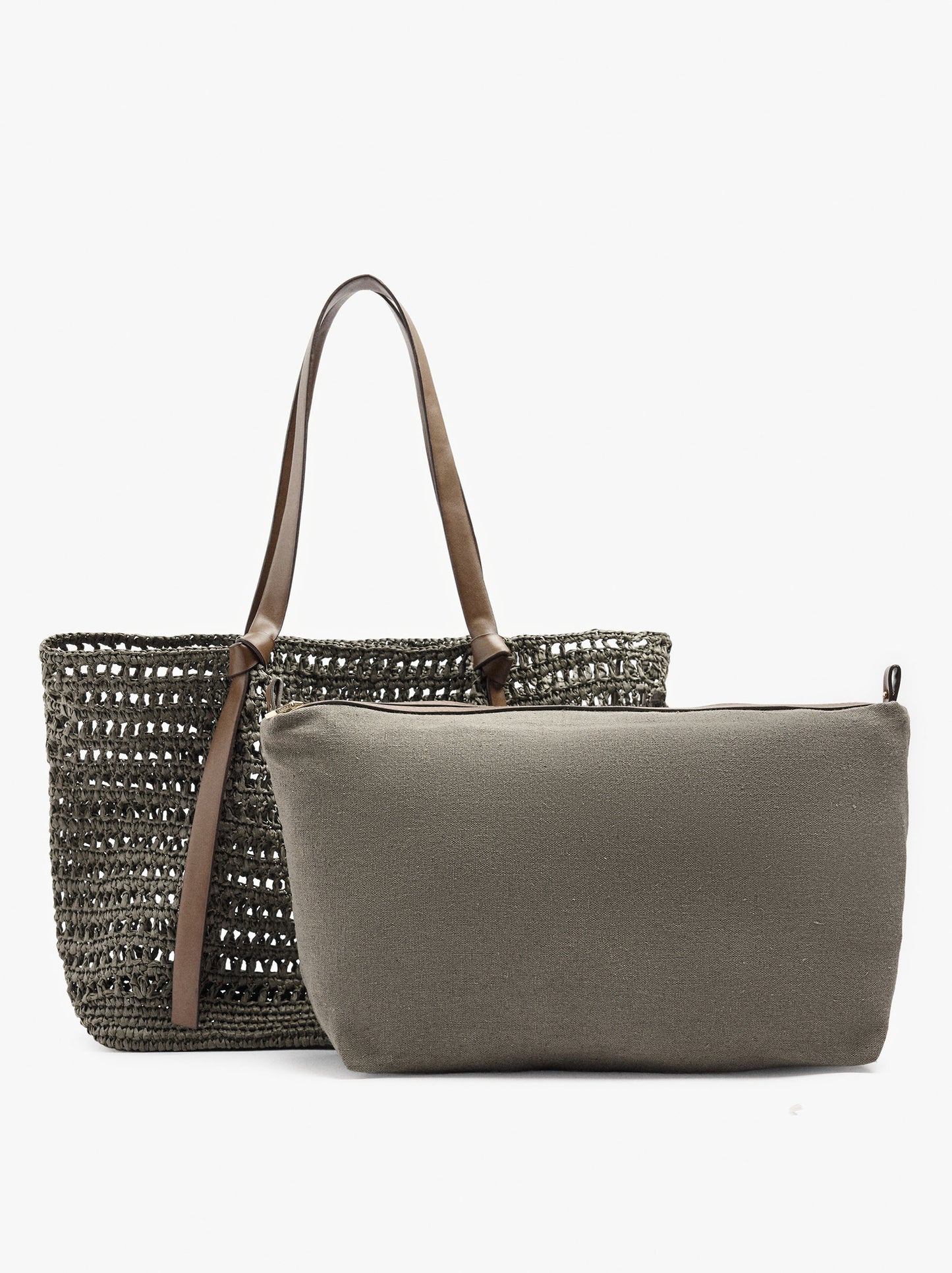 Shopper Bag With Straw Effect With Removable Bag