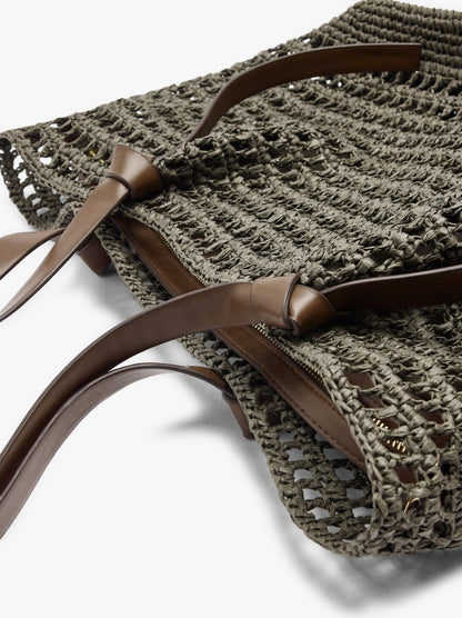 Shopper Bag With Straw Effect With Removable Bag