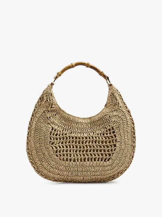 Hobo Bag Paper Straw With Bamboo