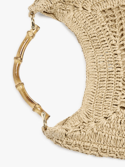 Hobo Bag Paper Straw With Bamboo