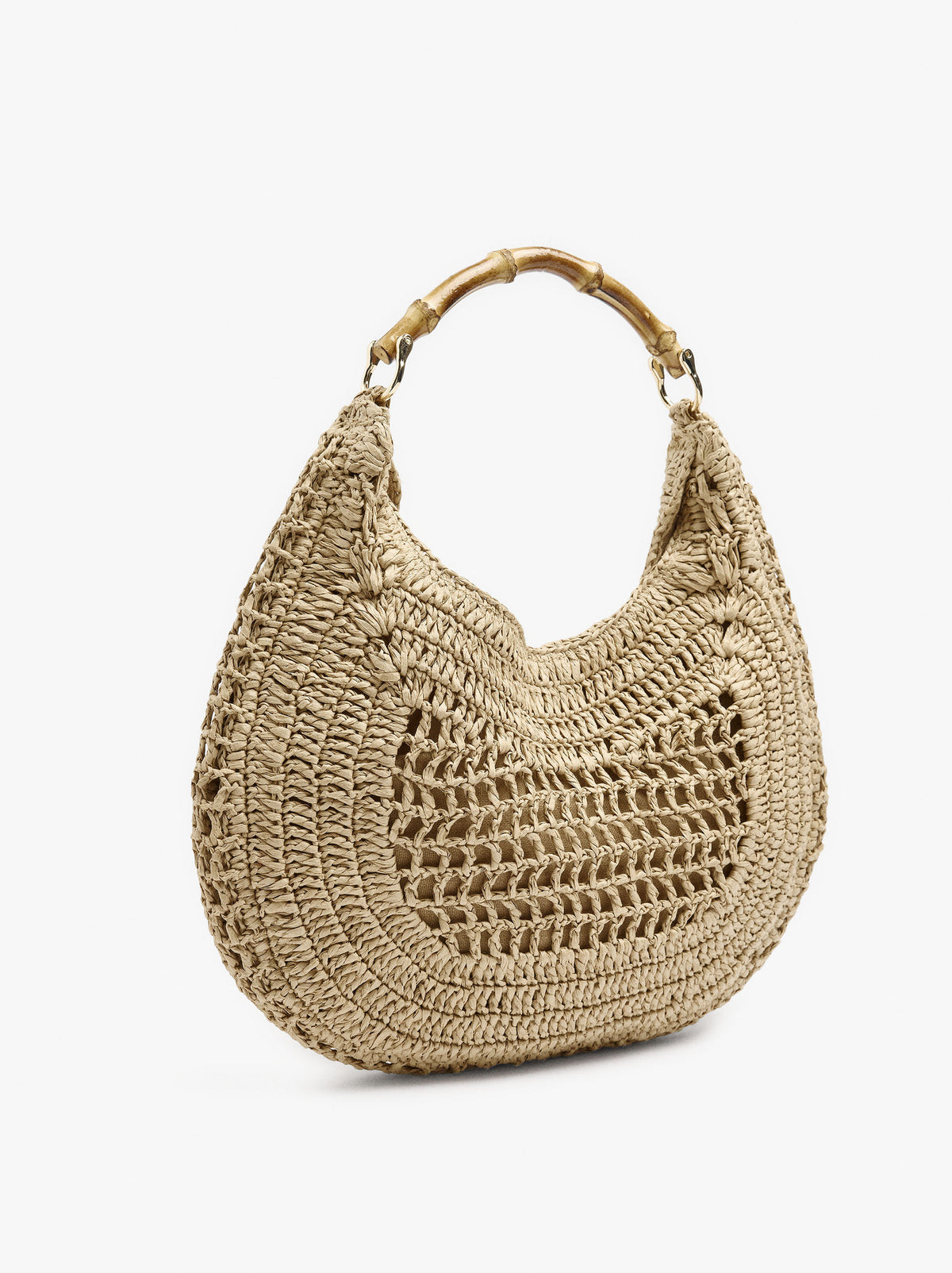Hobo Bag Paper Straw With Bamboo