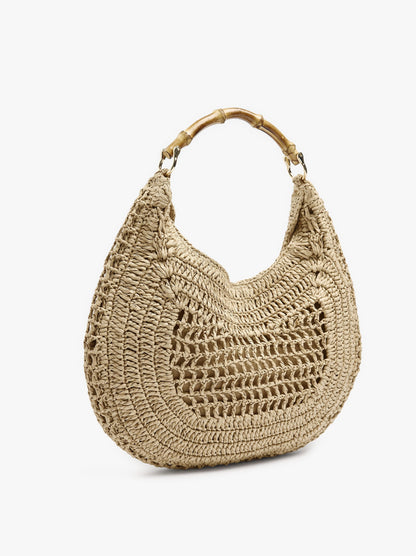 Hobo Bag Paper Straw With Bamboo